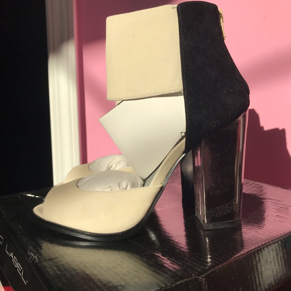 Black and cream high heels